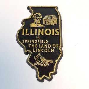 Illinois State Shaped Fridge Magnet Land of Lincoln Souvenir Abraham Lincoln